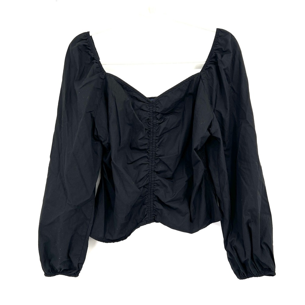 GAP long sleeve black renaissance corset style blouse boho whimsygoth goth top